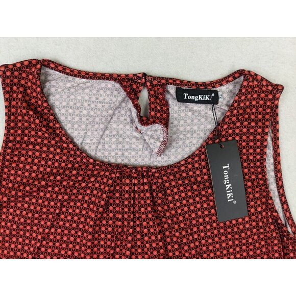 WOMEN'S CORAL-RED AND BLACK PRINT TANK TOP - TONGKIKI - SIZE XL - Picture 5 of 7